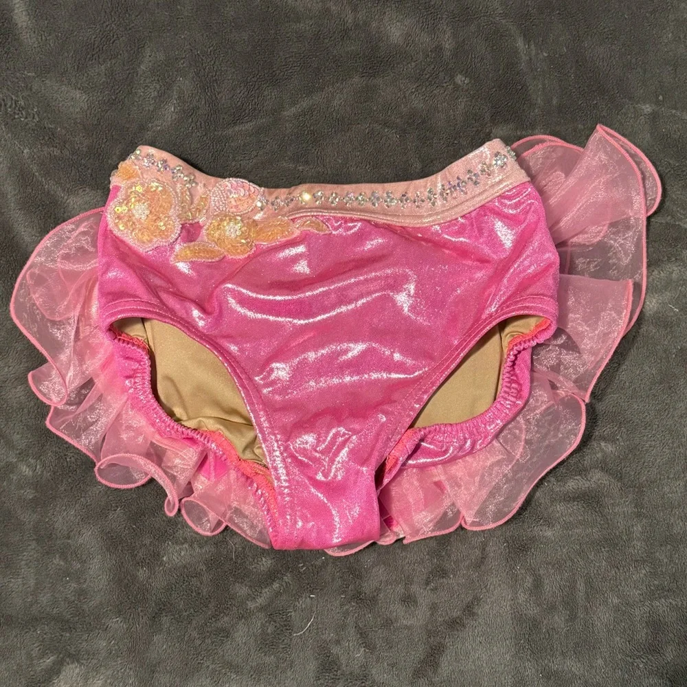 Pink Ruffled Dance Costume, Solo Dance Costume, Adult XS
